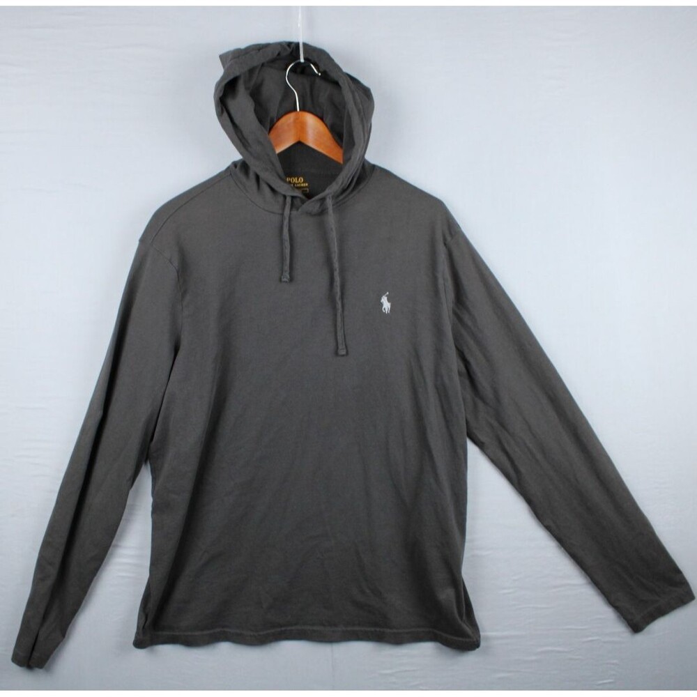 Polo Ralph Lauren T Shirt Hooded Long Sleeve Mens Large Gray Lightweight